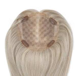 Topper Hairpieces Real Human Hair 5"*5" Base Blonde Hair(#P18/613) - Wigtrends