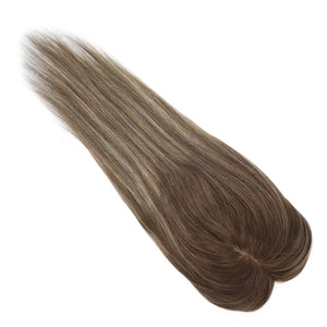 Topper Remy Human Hair Brown Hair Pieces 5"*5" Base (#4/27/4) - Wigtrends