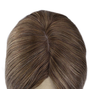 Topper Remy Human Hair Brown Hair Pieces 5"*5" Base (#4/27/4) - Wigtrends
