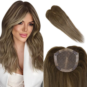 Topper Remy Human Hair Brown Hair Pieces 5"*5" Base (#4/27/4) - Wigtrends