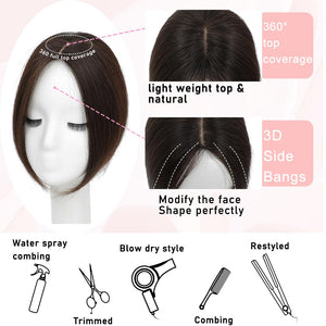 Toppers for Women Real Human Hair with Thinning Hair Clip in Bangs Pieces - Wigtrends