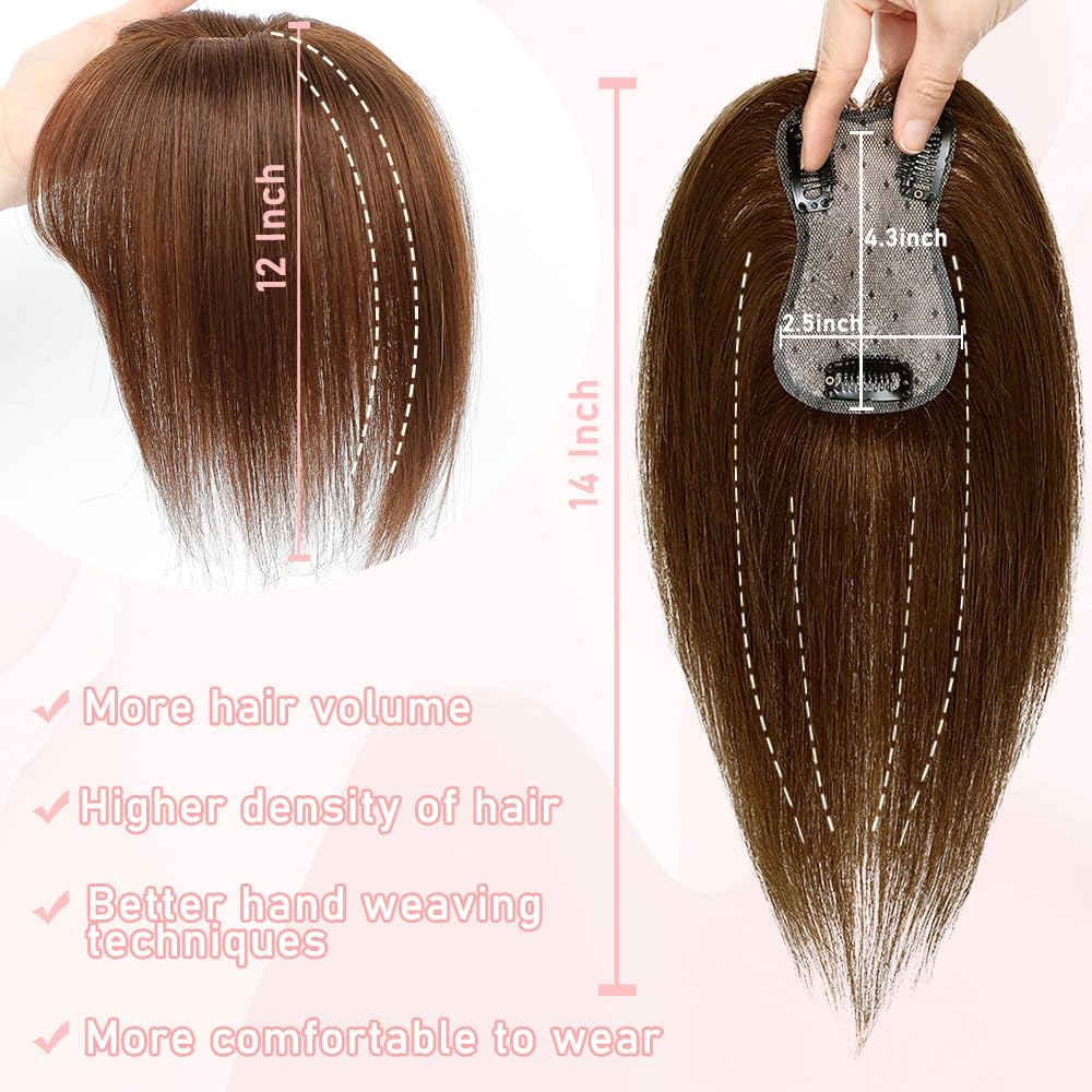 Toppers for Women Real Human Hair with Thinning Hair Clip in Bangs Pieces - Wigtrends