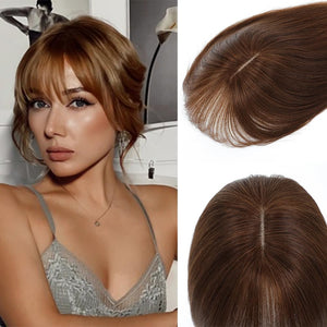 Toppers for Women Real Human Hair with Thinning Hair Clip in Bangs Pieces - Wigtrends