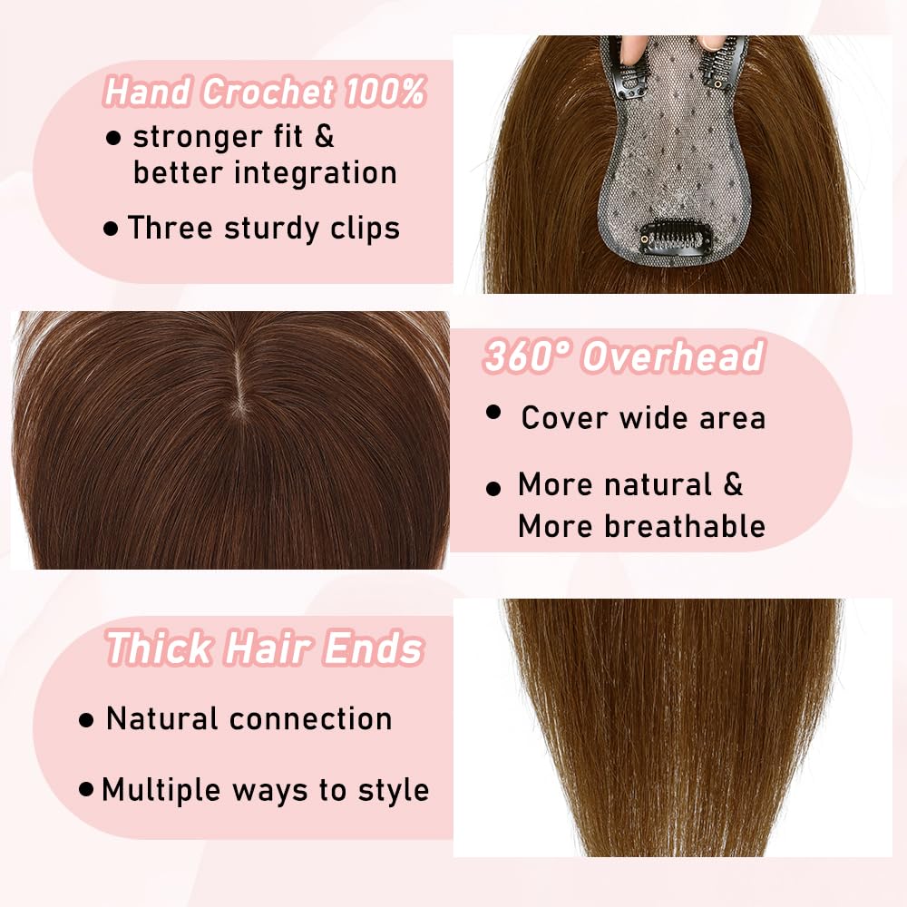 Toppers for Women Real Human Hair with Thinning Hair Clip in Bangs Pieces - Wigtrends