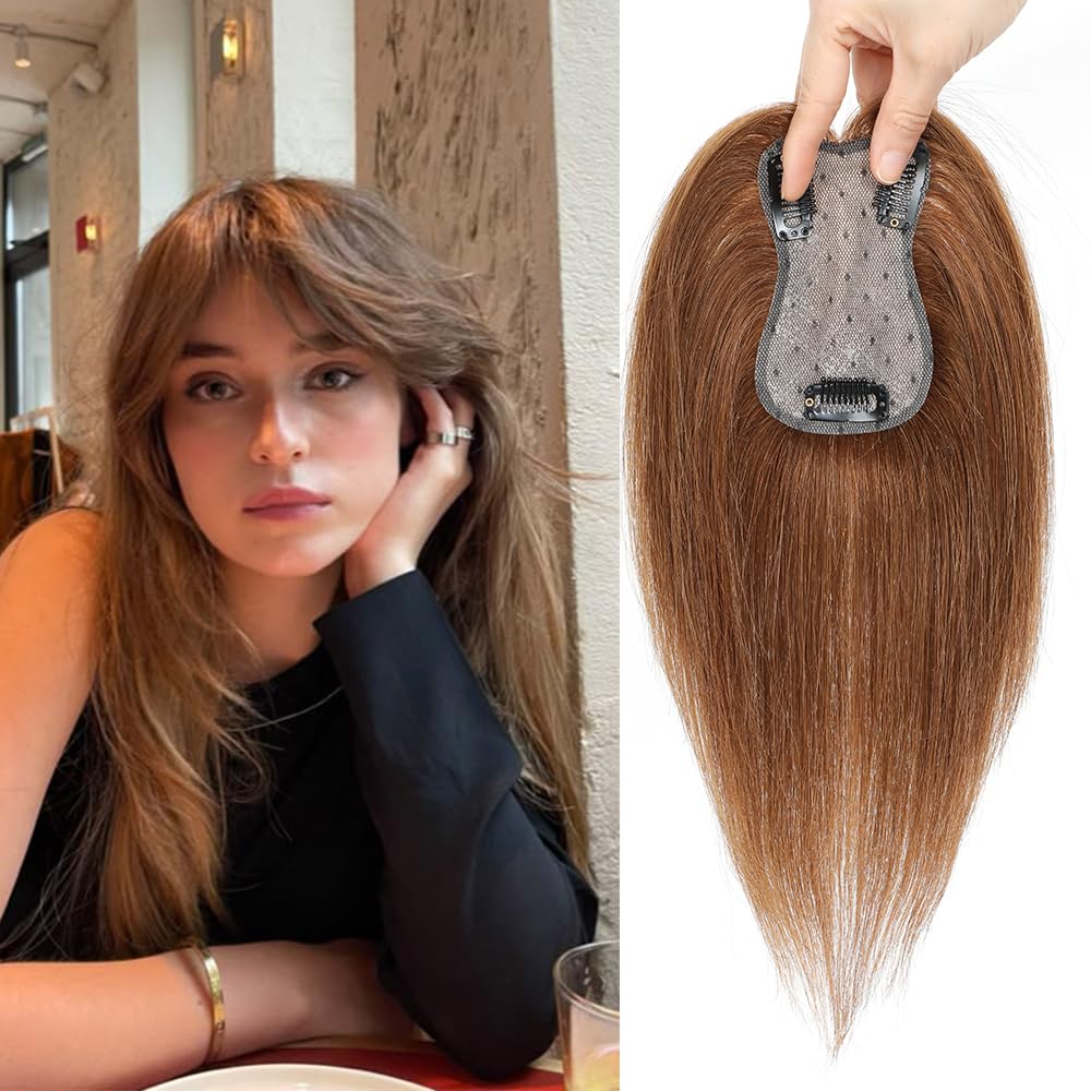 Toppers for Women Real Human Hair with Thinning Hair Clip in Bangs Pieces - Wigtrends