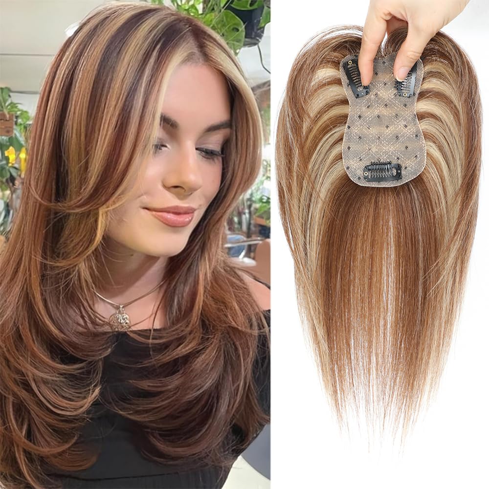 Toppers for Women Real Human Hair with Thinning Hair Clip in Bangs Pieces - Wigtrends