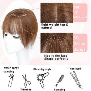 Toppers for Women Real Human Hair with Thinning Hair Clip in Bangs Pieces - Wigtrends