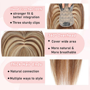 Toppers for Women Real Human Hair with Thinning Hair Clip in Bangs Pieces - Wigtrends