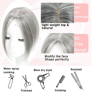 Toppers for Women Real Human Hair with Thinning Hair Clip in Bangs Pieces - Wigtrends
