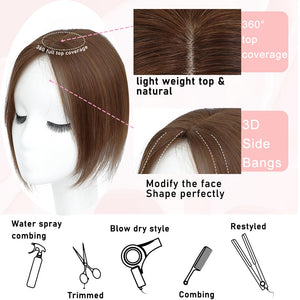 Toppers for Women Real Human Hair with Thinning Hair Clip in Bangs Pieces - Wigtrends