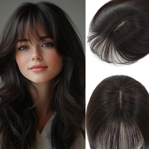 Toppers for Women Real Human Hair with Thinning Hair Clip in Bangs Pieces - Wigtrends