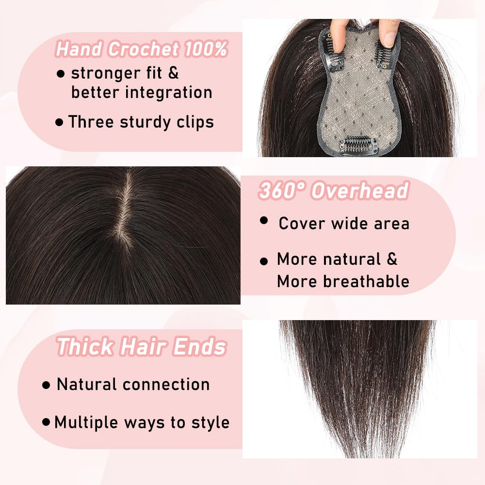 Toppers for Women Real Human Hair with Thinning Hair Clip in Bangs Pieces - Wigtrends