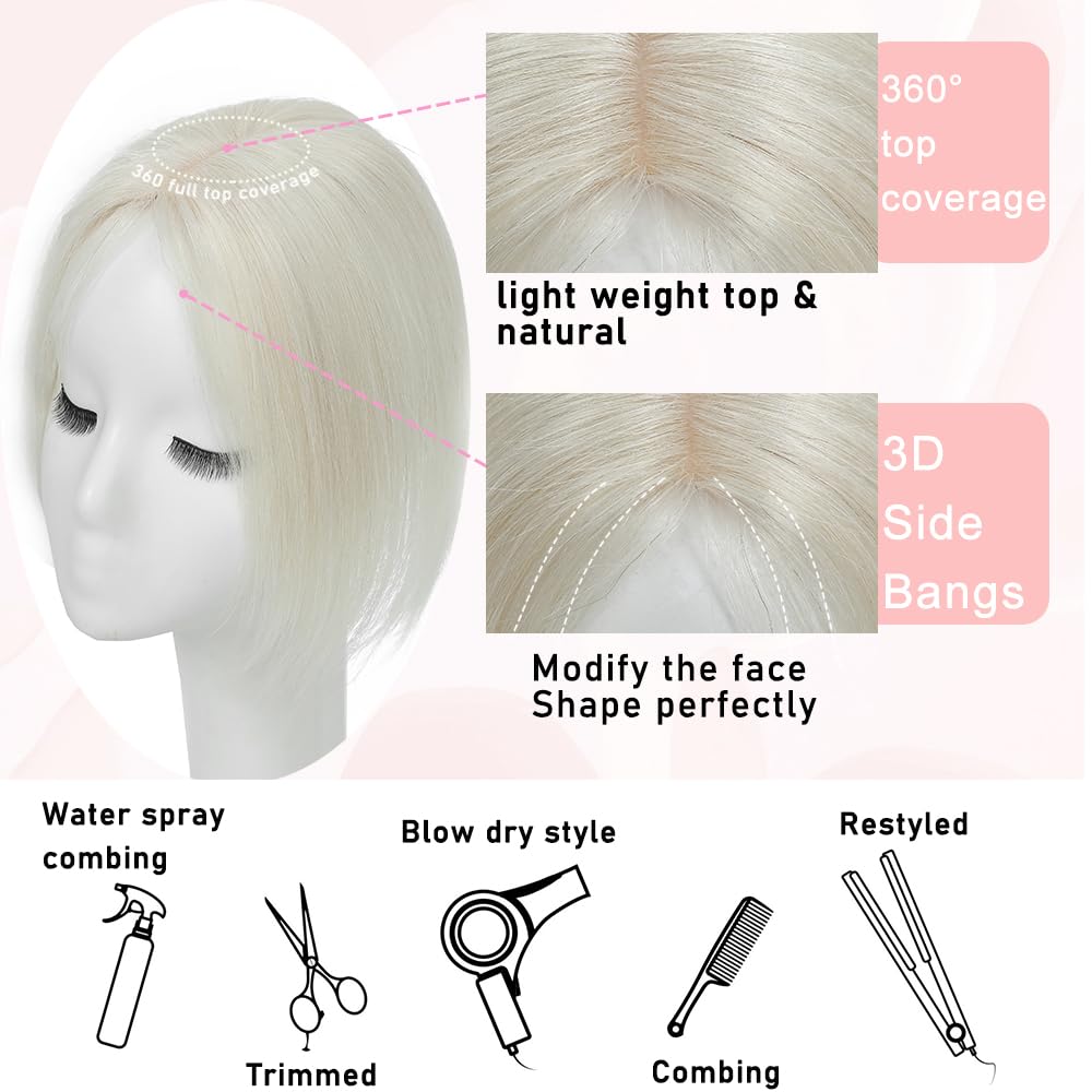Toppers for Women Real Human Hair with Thinning Hair Clip in Bangs Pieces - Wigtrends