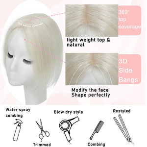 Toppers for Women Real Human Hair with Thinning Hair Clip in Bangs Pieces - Wigtrends