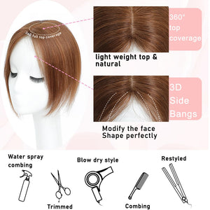 Toppers for Women Real Human Hair with Thinning Hair Clip in Bangs Pieces - Wigtrends