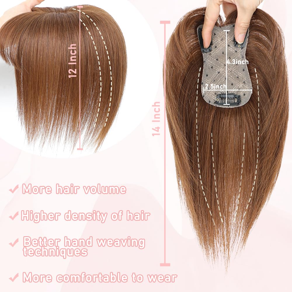 Toppers for Women Real Human Hair with Thinning Hair Clip in Bangs Pieces - Wigtrends