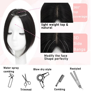 Toppers for Women Real Human Hair with Thinning Hair Clip in Bangs Pieces - Wigtrends