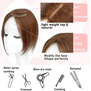 Toppers for Women Real Human Hair with Thinning Hair Clip in Bangs Pieces - Wigtrends