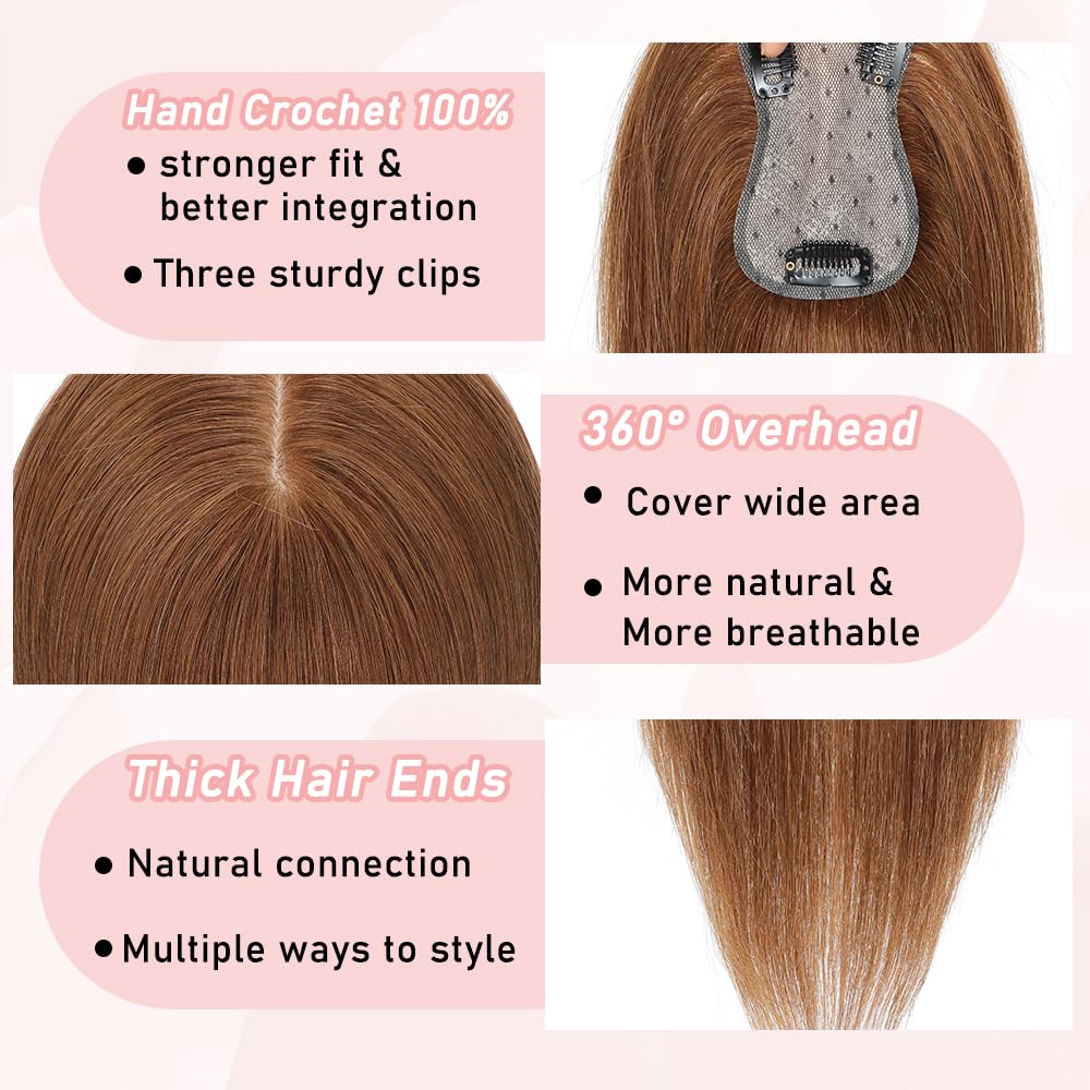Toppers for Women Real Human Hair with Thinning Hair Clip in Bangs Pieces - Wigtrends