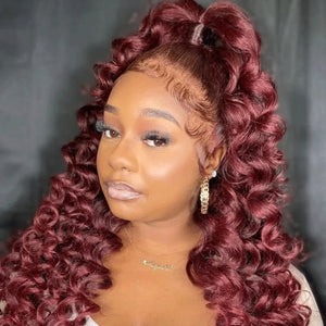 Unique Loose Wave Human Hair Long Lace Front Wig - Wigtrends