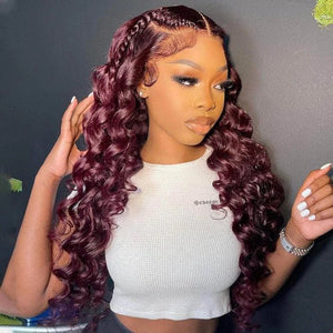 Unique Loose Wave Human Hair Long Lace Front Wig - Wigtrends