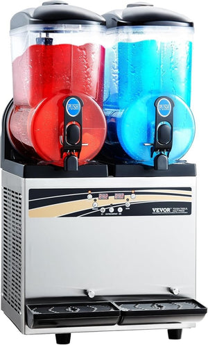 VEVOR Slushy Machine, 15Lx2 Double Tank Commercial Margarita Machine, 120 Cups Stainless Steel Margarita Smoothie Frozen Drink Machine, Slushie Machine for Home Party Restaurants Cafe Bars - Wigtrends