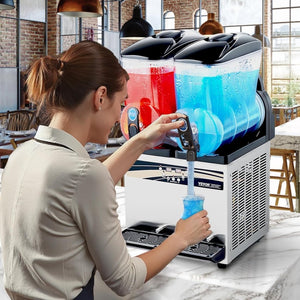 VEVOR Slushy Machine, 15Lx2 Double Tank Commercial Margarita Machine, 120 Cups Stainless Steel Margarita Smoothie Frozen Drink Machine, Slushie Machine for Home Party Restaurants Cafe Bars - Wigtrends