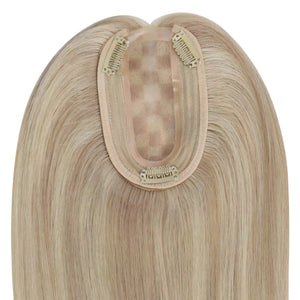 Virgin Hair Piece Topper Highlight Blonde Straight Wigs Hair Piece - Wigtrends