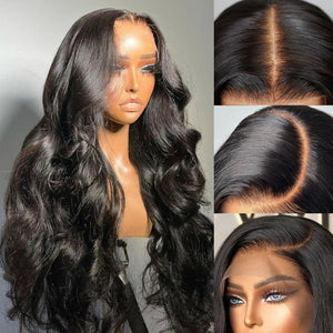 Wave Pre - Cut Glueless 6x5 Lace Front Wig C - part Pre - bleached Knots Beginner - Friendly Human Hair wigs - Wigtrends