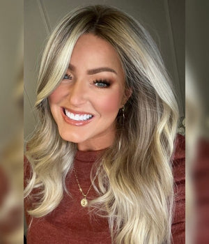 WHITE BLONDE BALAYAGE WAVY SYNTHETIC LACE FRONT WIG - Wigtrends