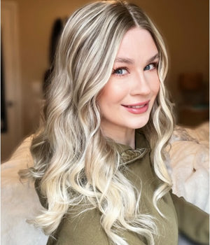 WHITE BLONDE BALAYAGE WAVY SYNTHETIC LACE FRONT WIG - Wigtrends