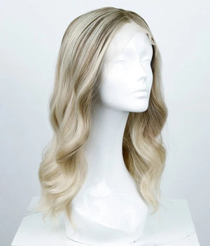 WHITE BLONDE BALAYAGE WAVY SYNTHETIC LACE FRONT WIG - Wigtrends