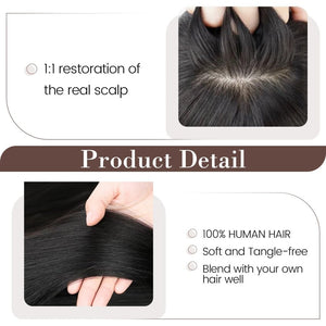 Wigs Toppers for Women Real 100% Human Hair 16 Inch Scalp Line Hair Pieces for Thinning Hair Parting - Wigtrends