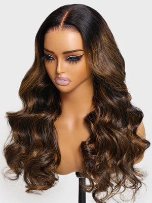 wigstrends 7x5 Glueless Lace Balayage Highlight Body Wave Wig No Burden For Summer - Wigtrends