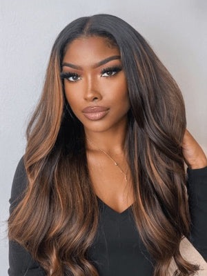 wigstrends 7x5 Glueless Lace Balayage Highlight Body Wave Wig No Burden For Summer - Wigtrends