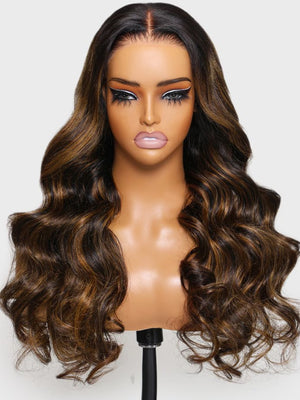 wigstrends 7x5 Glueless Lace Balayage Highlight Body Wave Wig No Burden For Summer - Wigtrends