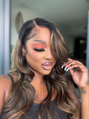 wigstrends 7x5 Glueless Lace Balayage Highlight Body Wave Wig No Burden For Summer - Wigtrends