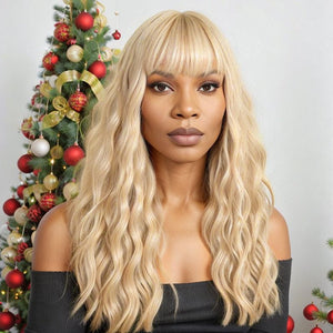 Wigstrends Blonde 613/Black Glueless Body Wave With Bangs Human Hair Wigs - Wigtrends