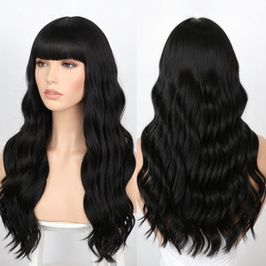 Wigstrends Blonde 613/Black Glueless Body Wave With Bangs Human Hair Wigs - Wigtrends