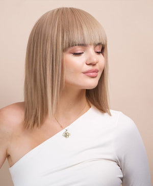 Wigstrends bob human hair lace wigs with fringe - 10" ash blonde - Wigtrends