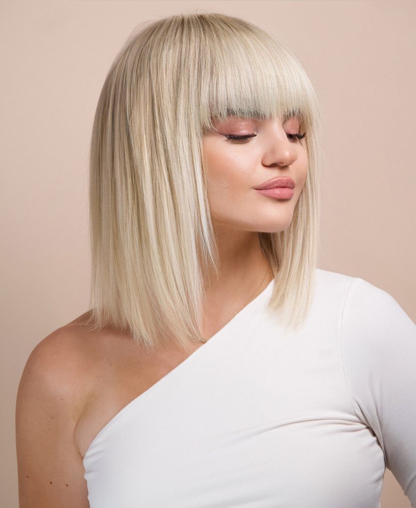 Wigstrends bob wig with fringe - 10" rooted platinum blonde - Wigtrends