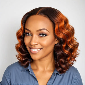Wigstrends Chic Ombre Brown 5x5 Lace Glueless Short Loose Wave Wig 100% Human Hair - Wigtrends