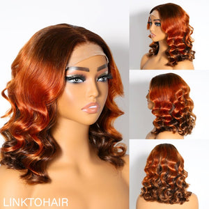 Wigstrends Chic Ombre Brown 5x5 Lace Glueless Short Loose Wave Wig 100% Human Hair - Wigtrends
