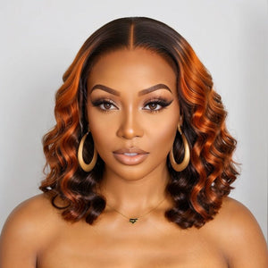 Wigstrends Chic Ombre Brown 5x5 Lace Glueless Short Loose Wave Wig 100% Human Hair - Wigtrends