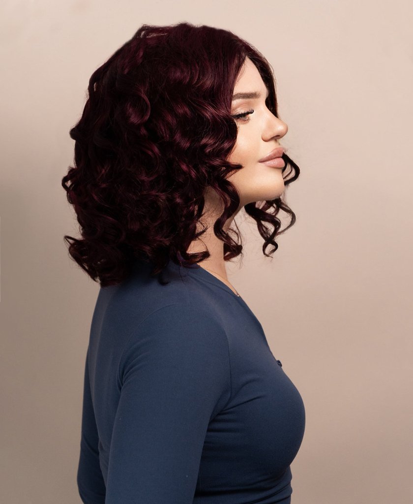 Wigstrends curly lace human hair wig - 12" dark red - Wigtrends