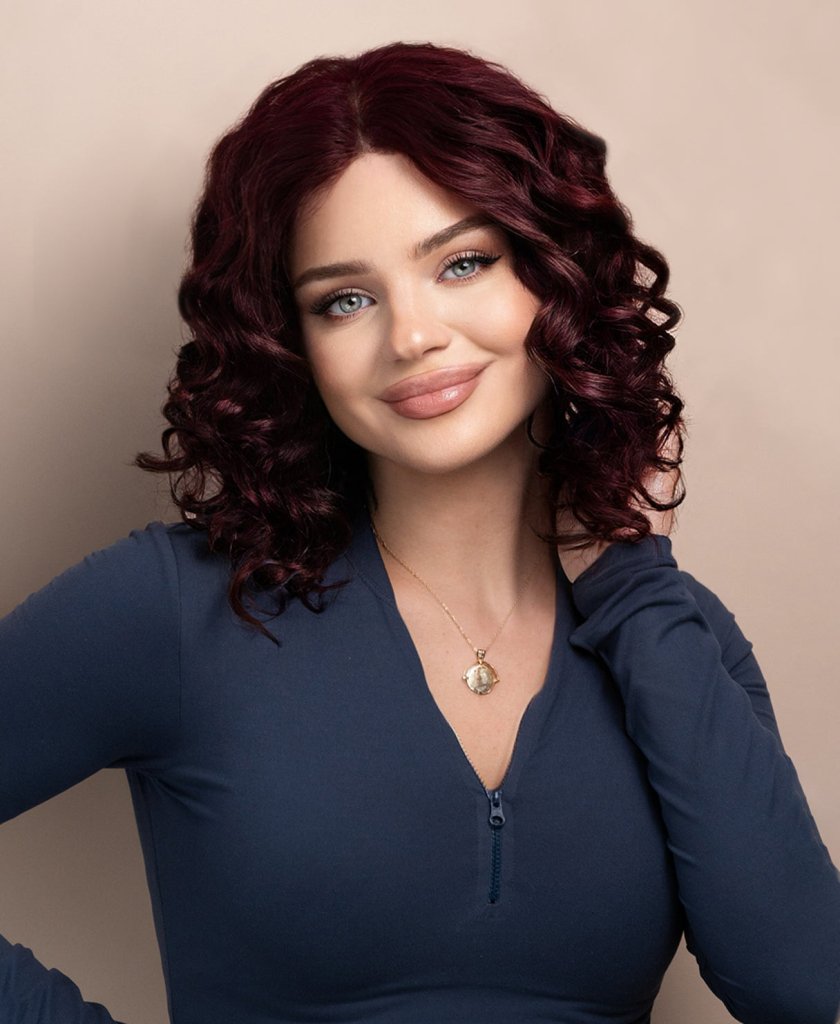 Wigstrends curly lace human hair wig - 12" dark red - Wigtrends