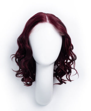 Wigstrends curly lace human hair wig - 12" dark red - Wigtrends