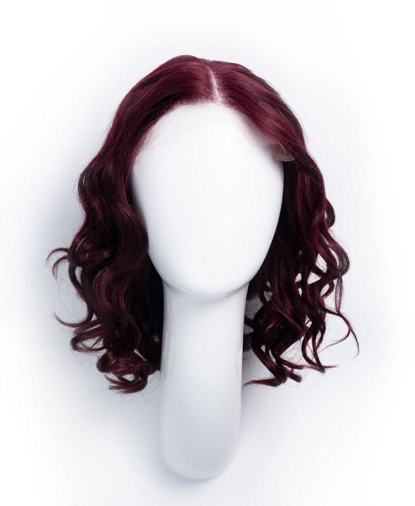 Wigstrends curly lace human hair wig - 12" dark red - Wigtrends