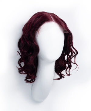 Wigstrends curly lace human hair wig - 12" dark red - Wigtrends