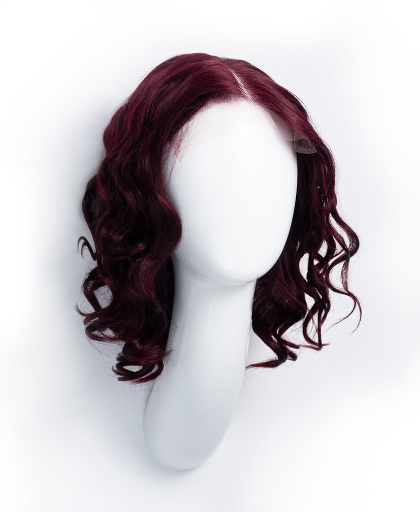 Wigstrends curly lace human hair wig - 12" dark red - Wigtrends